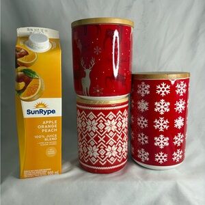 3- ceramic christma canisters